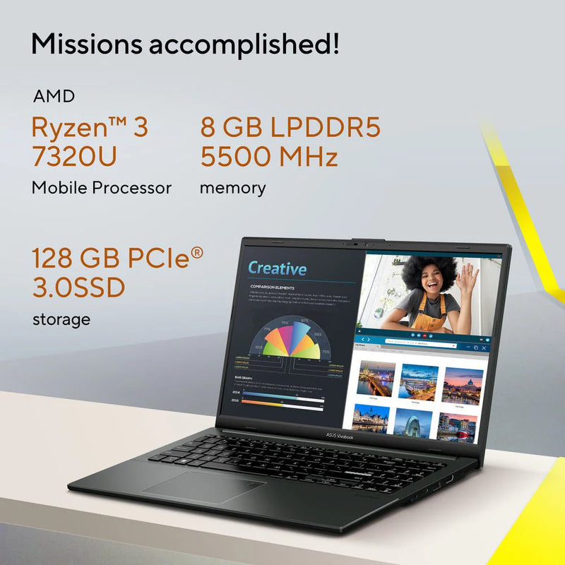 Asus Vivobook 15.6” FHD AMD Ryzen 3 7320U Processor 8GB RAM/128GB SSD | SE1504FA-NJ715W