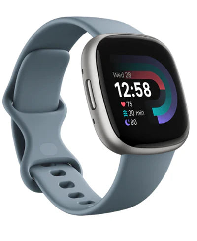 Fitbit Versa 4 Health Smart Watch Waterfall Blue & Platinum | FB523SRAG