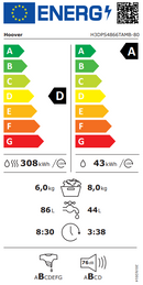 Hoover 8KG/6KG, Freestanding Washer Dryer, White H3DPS4866TAM