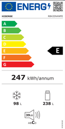 Hisense Frost Free 60cm Fridge Freezer RB435N4WFE Black