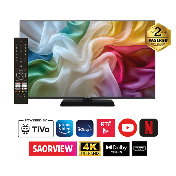 Walker 65" Borderless 4K LED Smart TV with Tivo and Satellite | WP4K65241BRD
