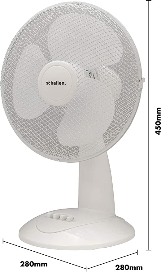 Schallen 12" (30CM) WHITE OSCILLATING DESKTOP FAN SCH7016